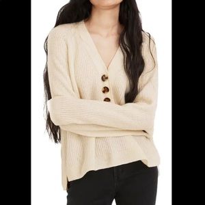 Cream Madewell ribbed Lyle Henley sweater medium